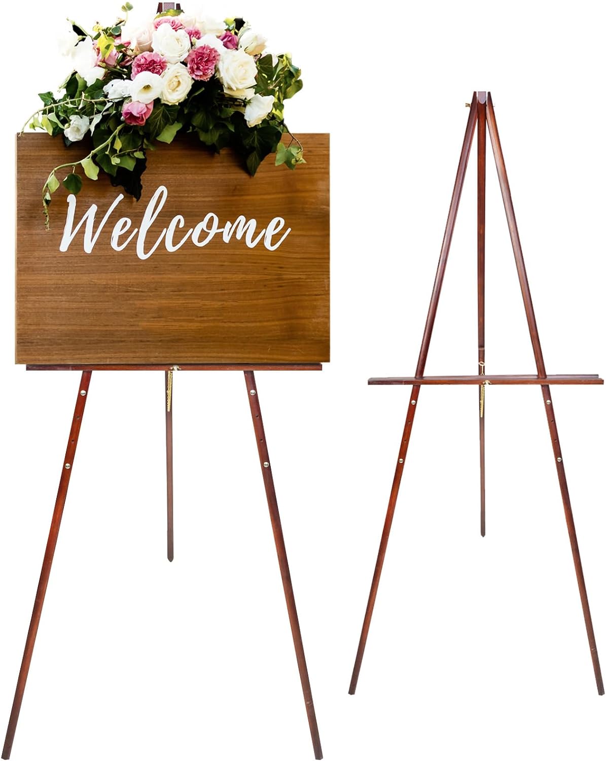 Conda 63 Wooden Tripod Artist Display Easel with Tray, A-Frame Adjustable Easel Stand for Wedding Sign, Foldable Easels for Painting Canvas, Display & Posters