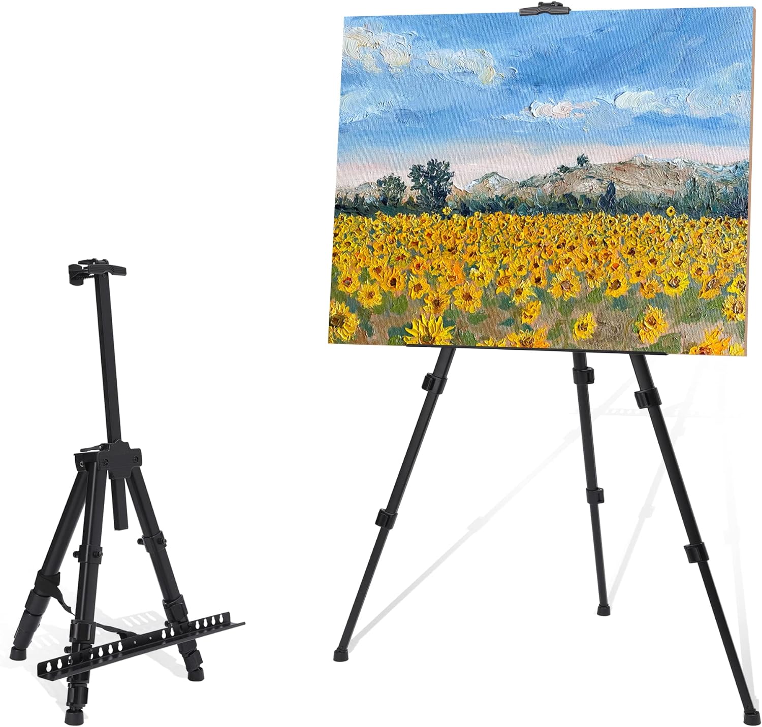 STARHOO Easel for Painting Canvas - Aluminum Art Easel Stand for Table Top/Floor 17 to 63 Adjustable Height with Portable Bag Classic Black