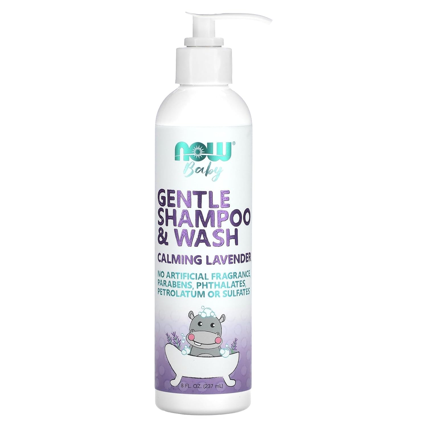 NOW Baby, Gentle Shampoo and Wash, Calming Lavender, Paraben Free, 8 Fluid Ounces