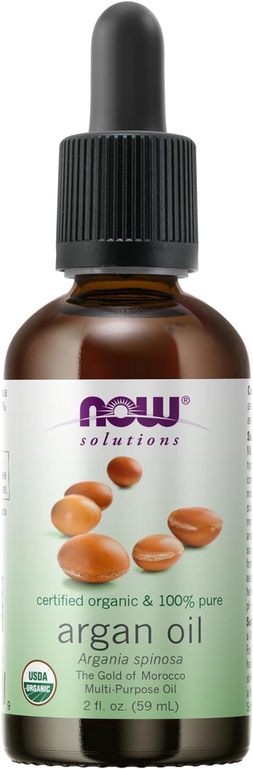 NOW Solutions, Organic Argan Oil, Certified Organic and 100% Pure, Gold of Morocco Multi-Purpose Oil, 2-Ounce