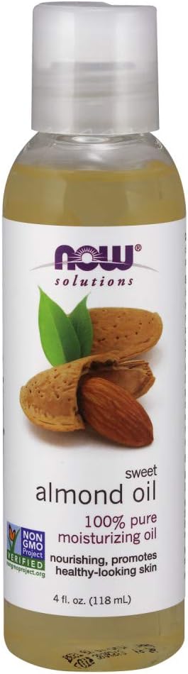 NOW Solutions, Sweet Almond Oil, 100% Pure Moisturizing Oil, Promotes Healthy-Looking Skin, Unscented , 4-Ounce