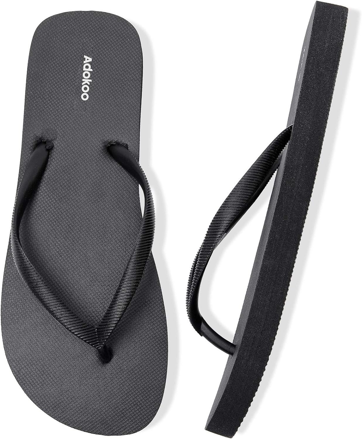 Adokoo Women' Flip Flop Sandal Black Slim Beach Flip Flops EVA Rubber Shower Slippers Cute Water Sandals