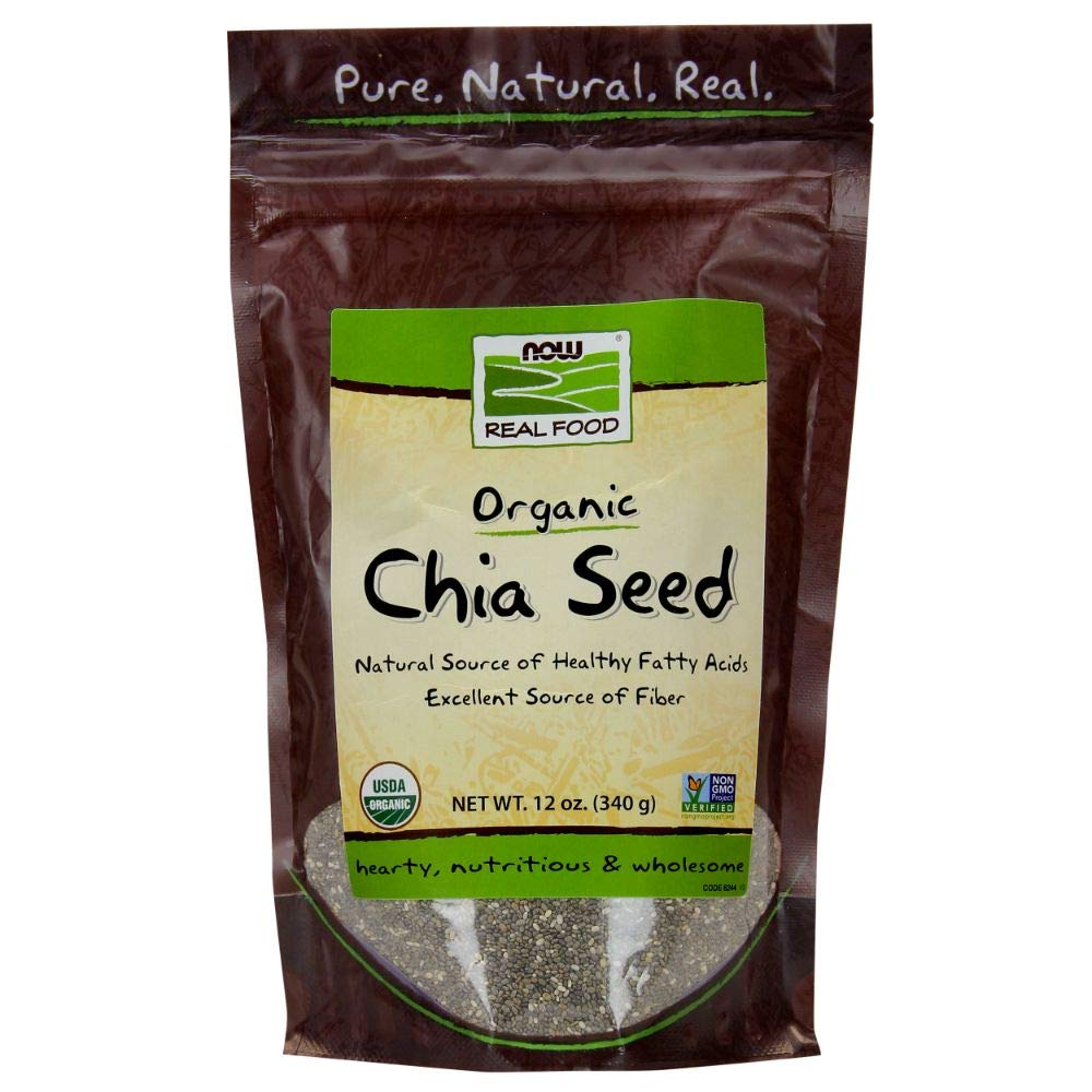 NOW Foods, Organic Black Chia Seeds, Non-GMO, Source of Healthy Fatty Acids and Fiber, 12-Ounce (Packaging May Vary)