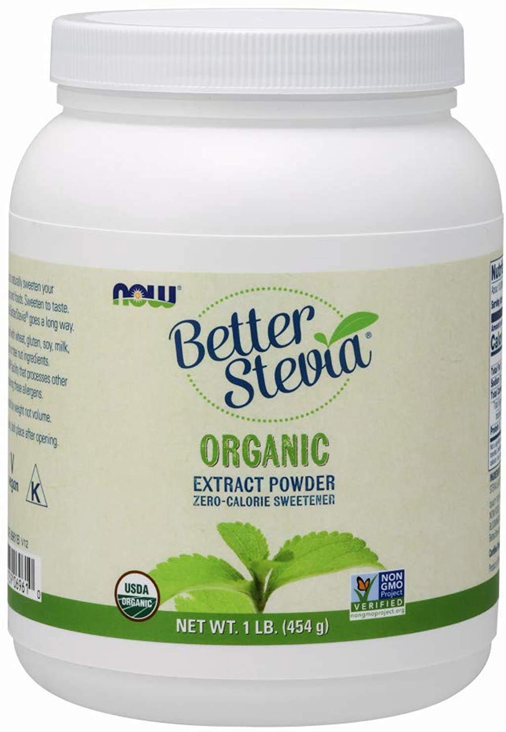 NOW Foods BetterStevia Organic Zero-Calorie Extract Powder, Keto Friendly, Suitable for Diabetics, No Erythritol, 1 Pound