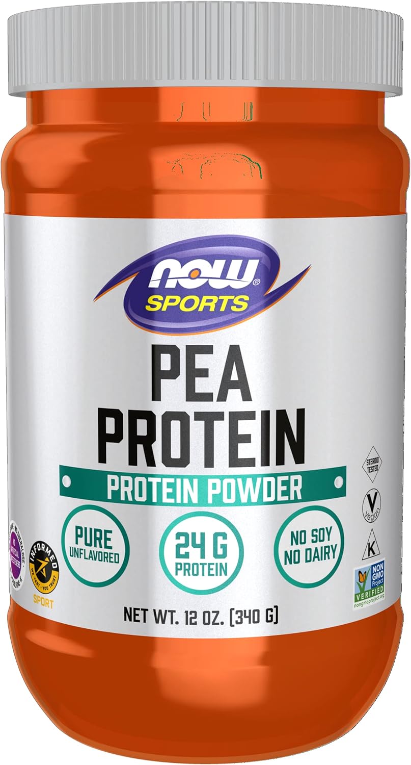 NOW Sports Nutrition, Pea Protein 24 g, Easily Digested, Unflavored Powder, 12-Ounce