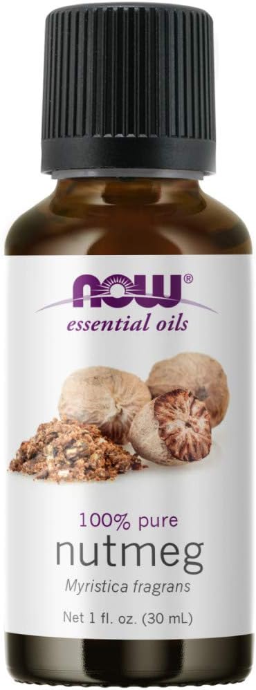 NOW Essential Oils, Nutmeg Oil, Energizing Aromatherapy Scent, Steam Distilled, 100% Pure, Vegan, Child Resistant Cap, 1-Ounce