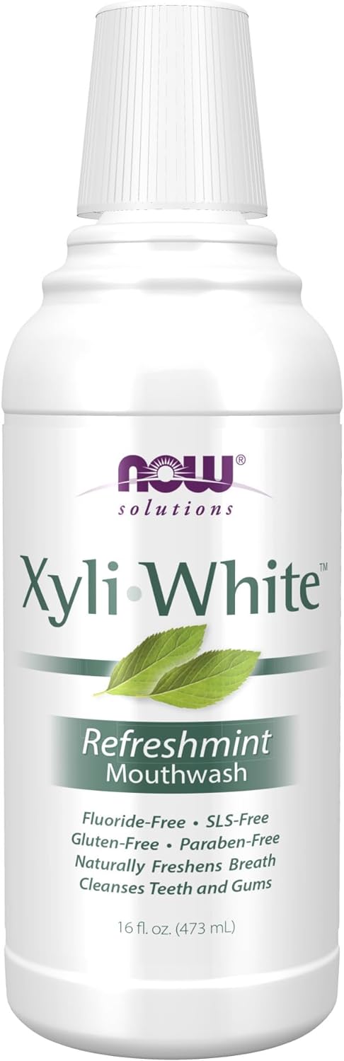 NOW Solutions, Xyliwhite Mouthwash, Refreshmint Flavor, Naturally Freshens Breath, Cleanses Teeth and Gums, 16-Ounce