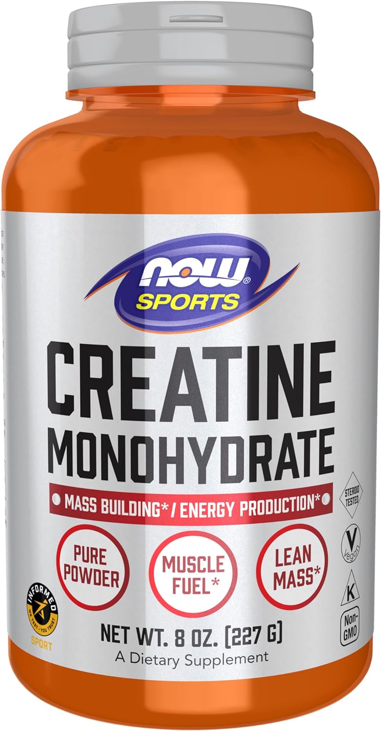 NOW Sports Nutrition, Creatine Monohydrate Powder, Mass Building*/Energy Production*, 8-Ounce