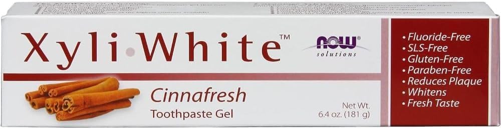 NOW Solutions, Xyliwhite Toothpaste Gel, Cinnafresh, Cleanses and Whitens, Clean and Fresh Cinnamon Taste, 6.4-Ounce