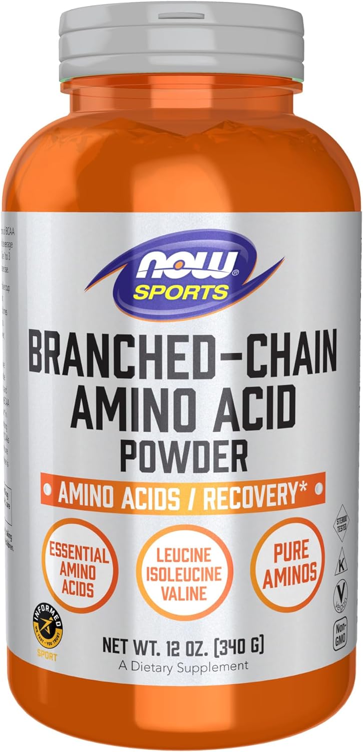 NOW Sports Nutrition, Branched Chain Amino Acid Powder with Leucine, Isoleucine, and Valine, 12-Ounce