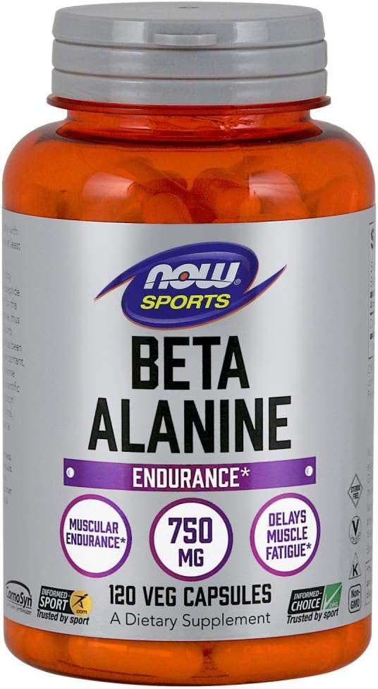 NOW Sports Nutrition, Beta-Alanine 750 mg, Delays Muscle Fatigue*, Endurance*, 120 Veg Capsules