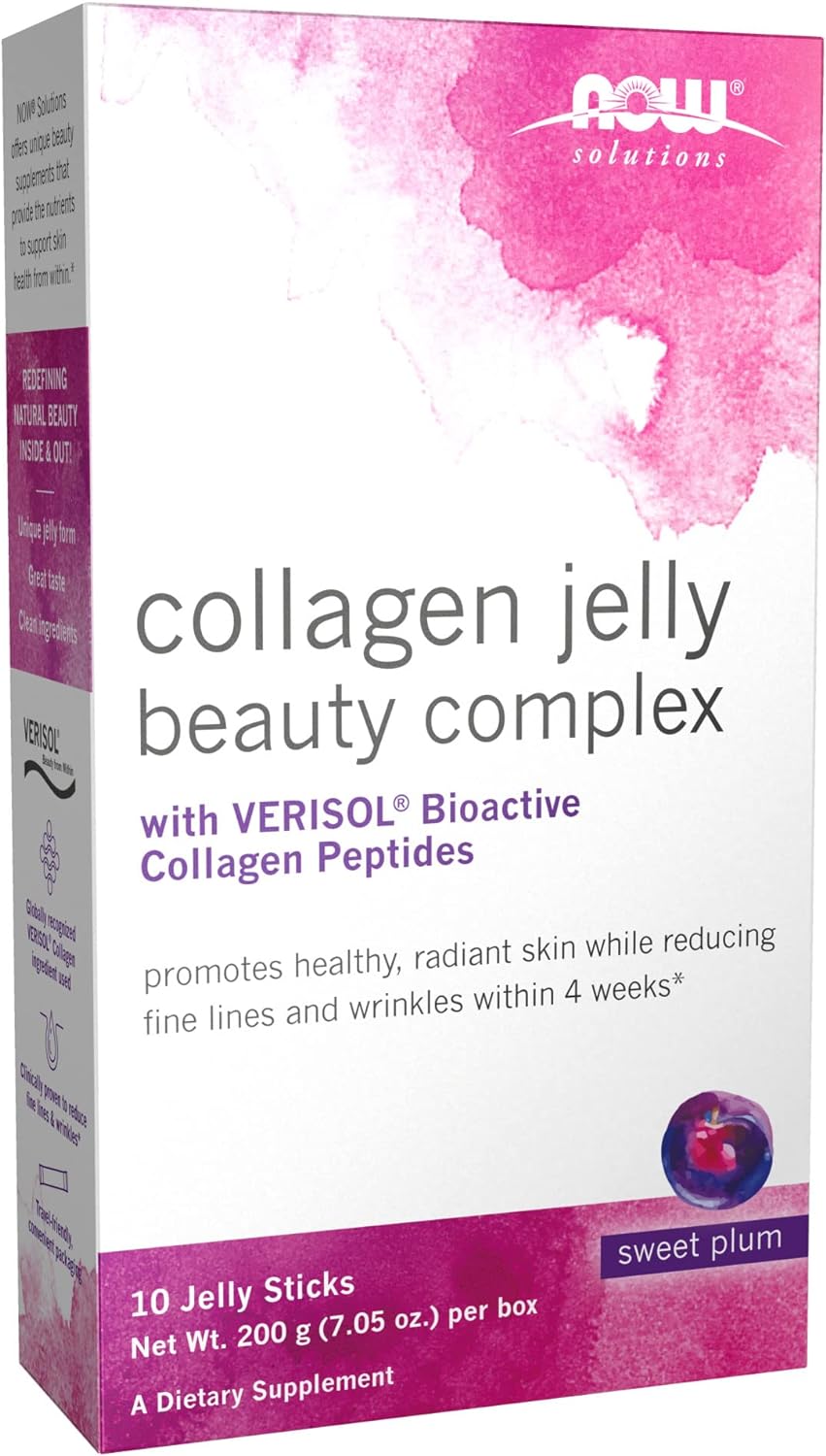 NOW Solutions, Collagen Jelly Beauty Complex, Sweet Plum Flavor, 10 Jelly Sticks