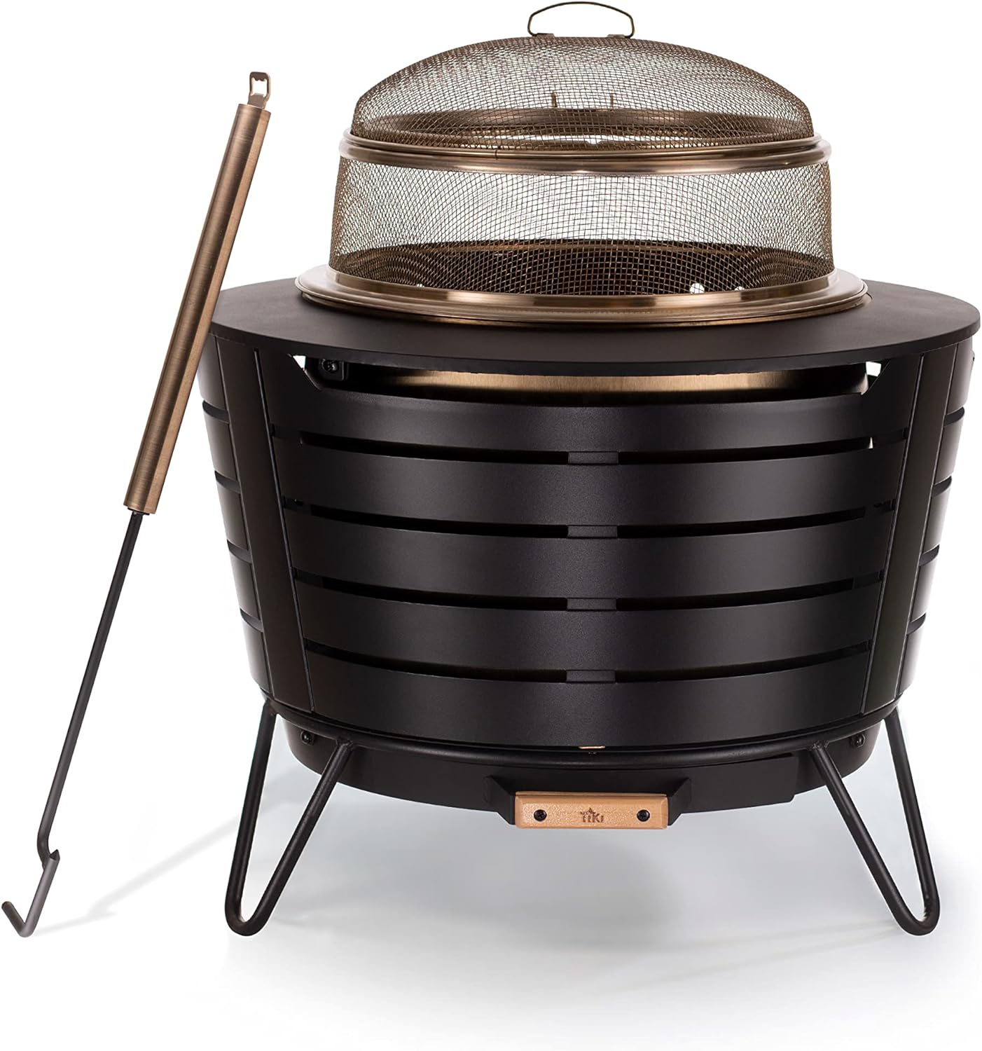 TIKI Brand Patio Smokeless Fire Pit with Screen and Poker Bundle