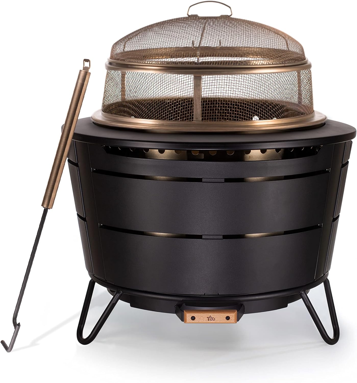 TIKI Brand Reunion Smokeless Fire Pit with Screen and Poker Bundle