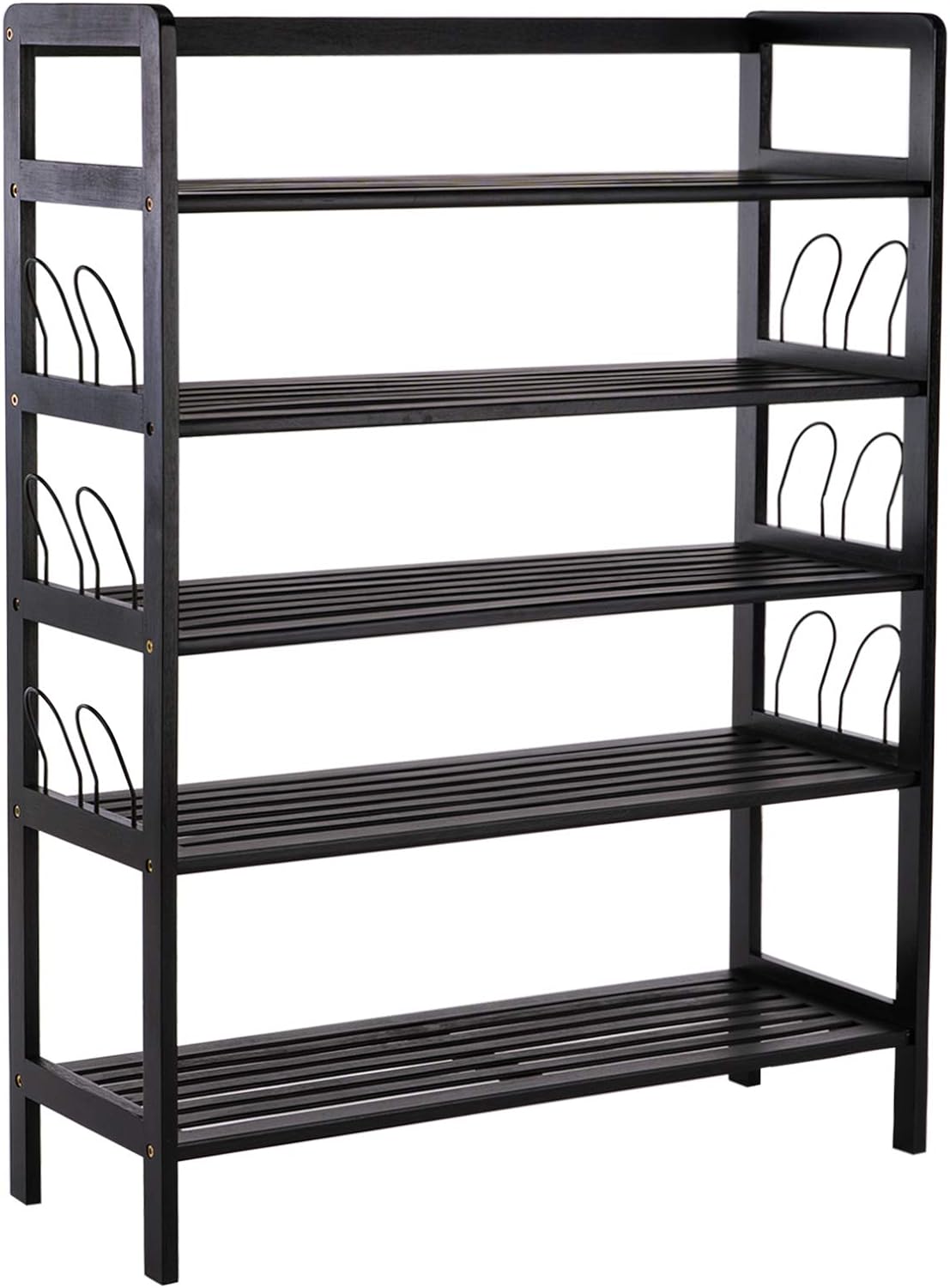 With five tiers, this shelf can help clean up a lot of clutter. I had a space in a hallway where I needed a tall narrow shelf that wasn't too wide. This is 3' high and it fits.I chose it over another similarly priced shelf because it weighed twice as much and I was hoping this would be slightly sturdier. I wasn't disappointed. A moderately-priced unit with slat-shelves is never going to be super sturdy, but it' doing the job and is less likely to tip over than the flimsier model.Assembly was st