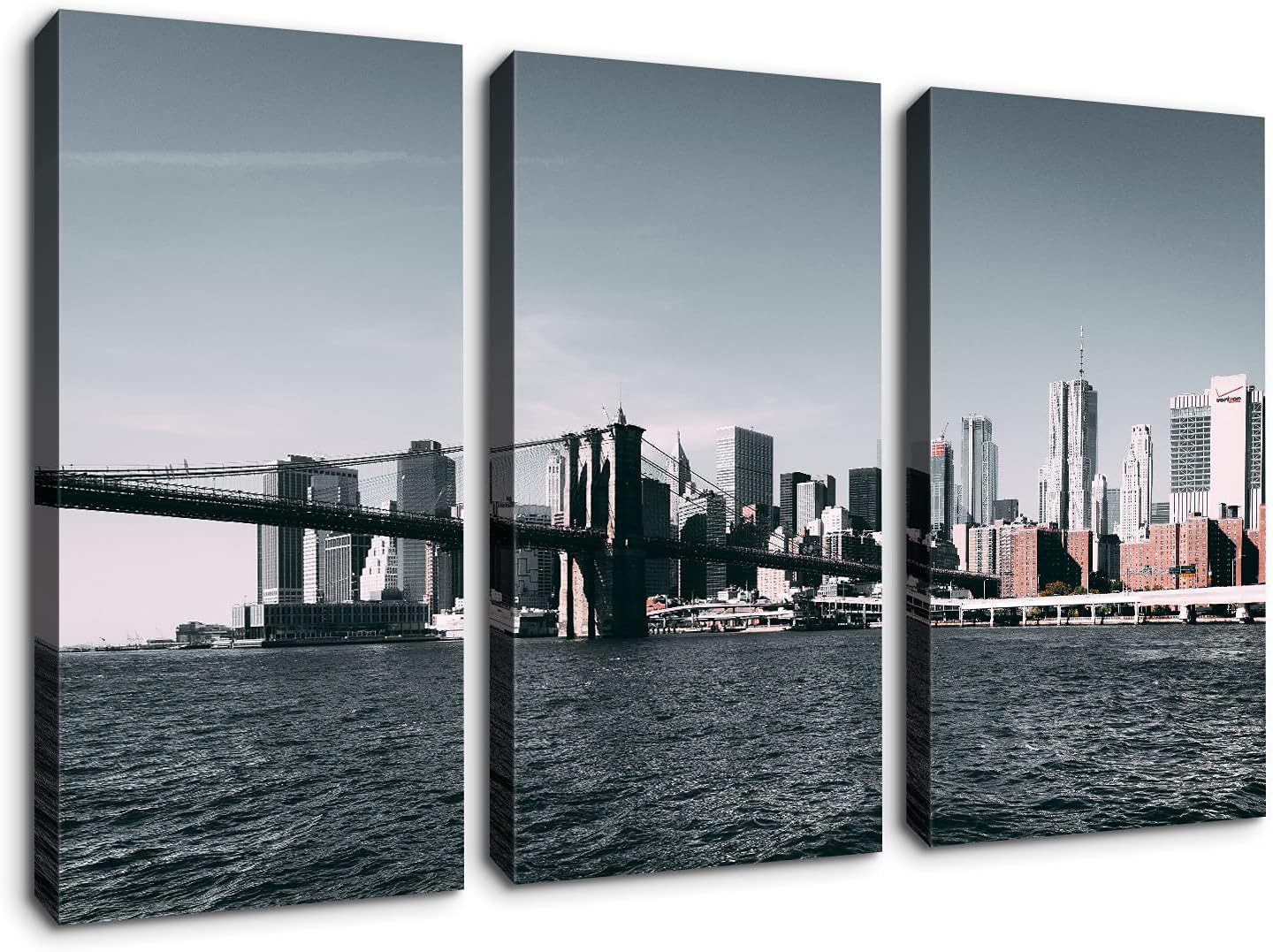 Denozer - 3 Panel Canvas Wall Art Prints - Modern New York Prints Cityscape Brooklyn Bridge Picture on Canvas Wall Art for Home Decorations Wall Decor Stretched and Framed - 20x40 x 3 Panels