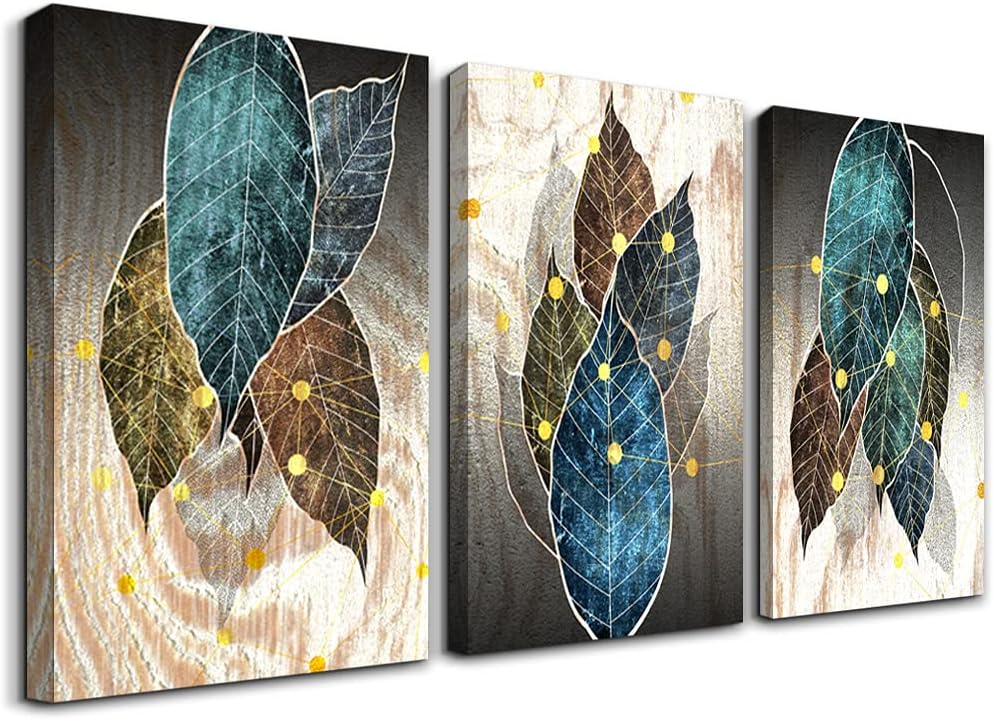 Abstract Canvas Wall Art For Living Room Family Wall Decor For Bedroom Kitchen Artwork Abstract Leaves Canvas Prints Painting Modern Office Wall Pictures Bathroom Home Decorations 12 X 16 3 Pieces