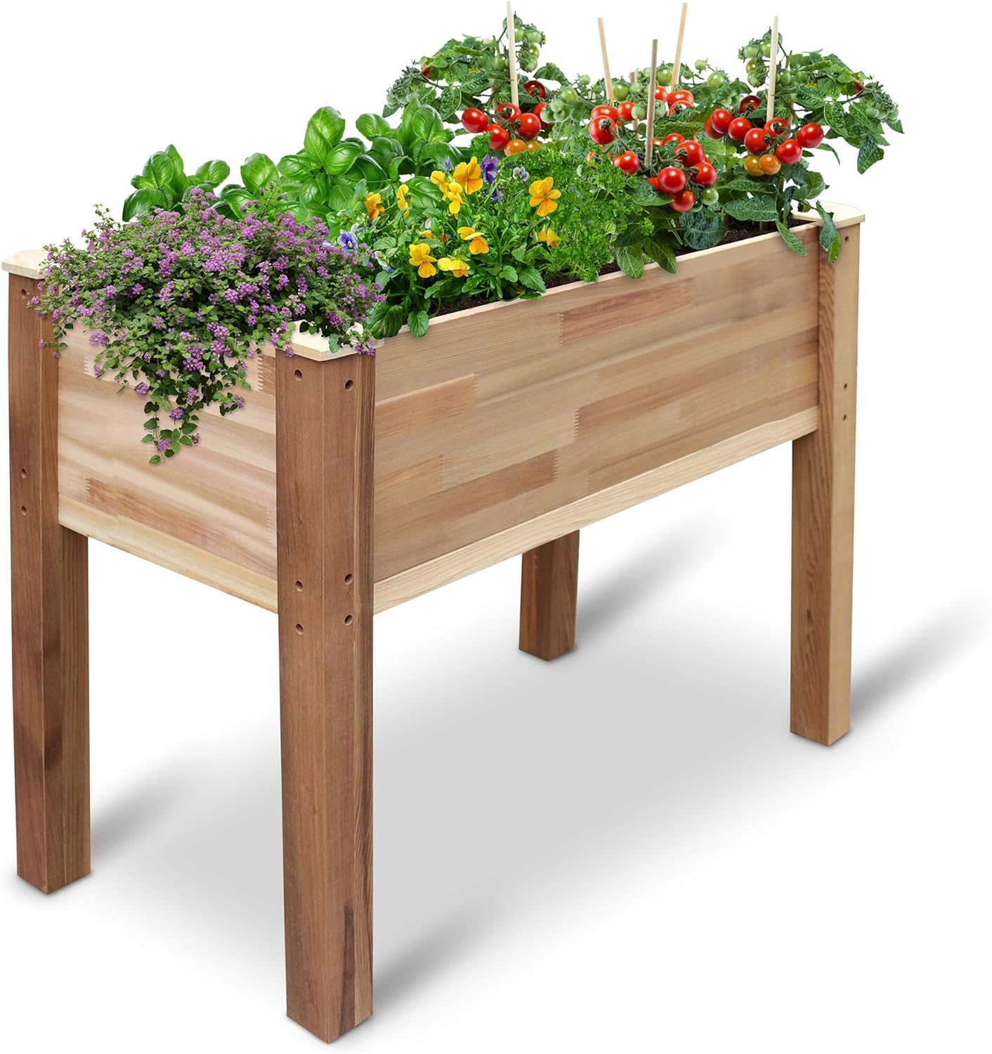 Jumbl Raised Canadian Cedar Garden Bed | Elevated Wood Planter for Growing Fresh Herbs, Vegetables, Flowers, Succulents & Other Plants at Home | Great for Outdoor Patio, Deck, Balcony | 34x18x30