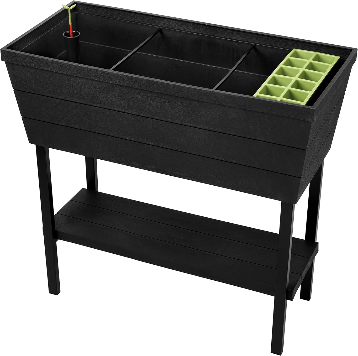 Keter Urban Bloomer 12.7 Gallon Raised Garden Bed with Self Watering Planter Box and Drainage Plug, Dark Grey