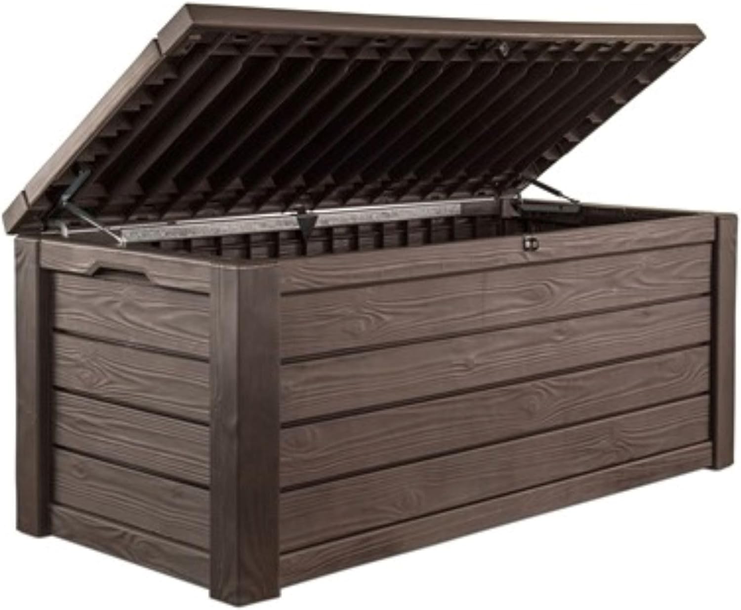 Keter Westwood 150 Gallon Plastic Backyard Outdoor Storage Deck Box for Patio Decor, Furniture Cushions, Garden Tools, & Pool Accessories, Espresso