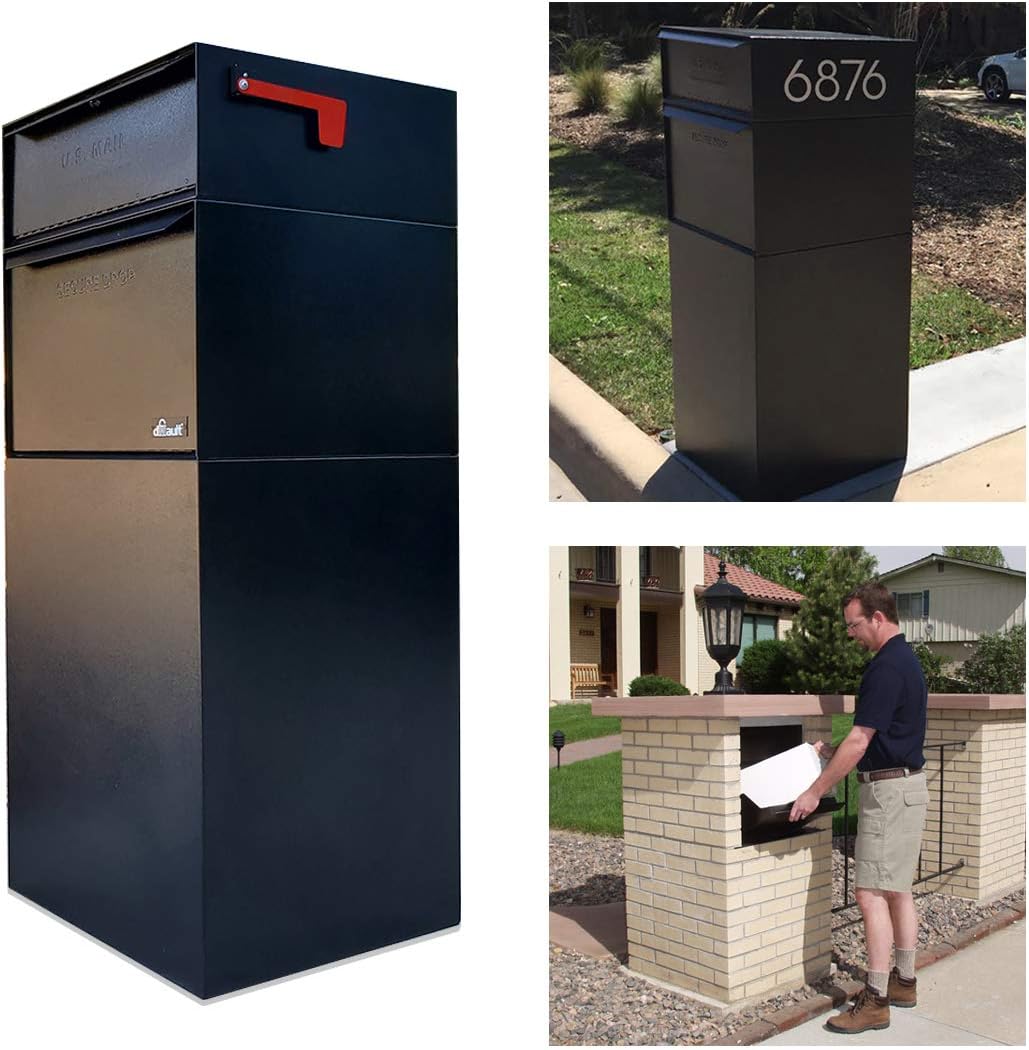 dVault Full Service Vault DVCS0015 Secure Curbside Mailbox/Package Drop with Locking Letterbox (Black)