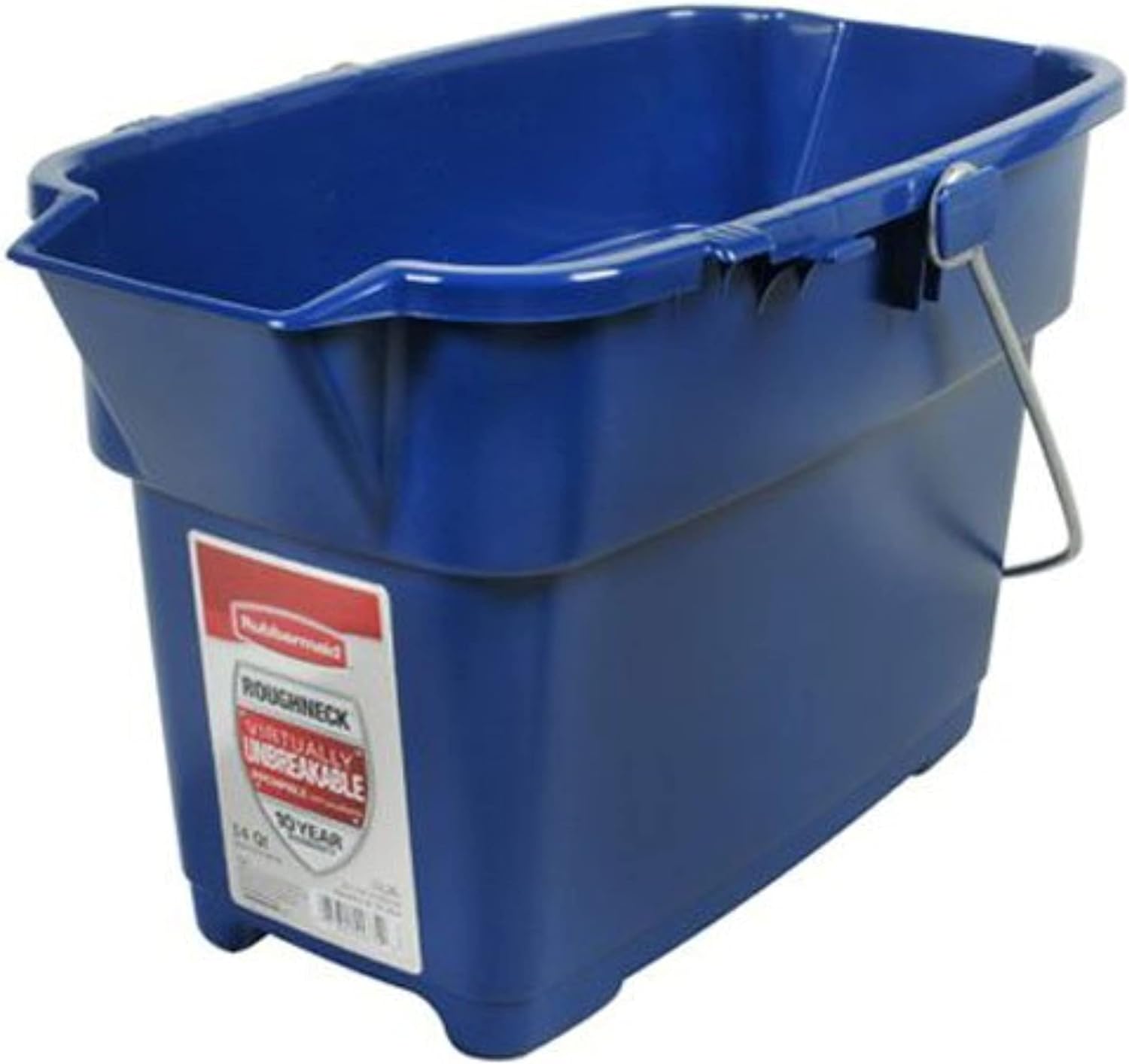 Rubbermaid Roughneck Square Bucket, 14-Quart, Blue, Sturdy Pail Bucket Organizer Household Cleaning Supplies Projects Mopping Storage Comfortable Durable Grip Pour Handle