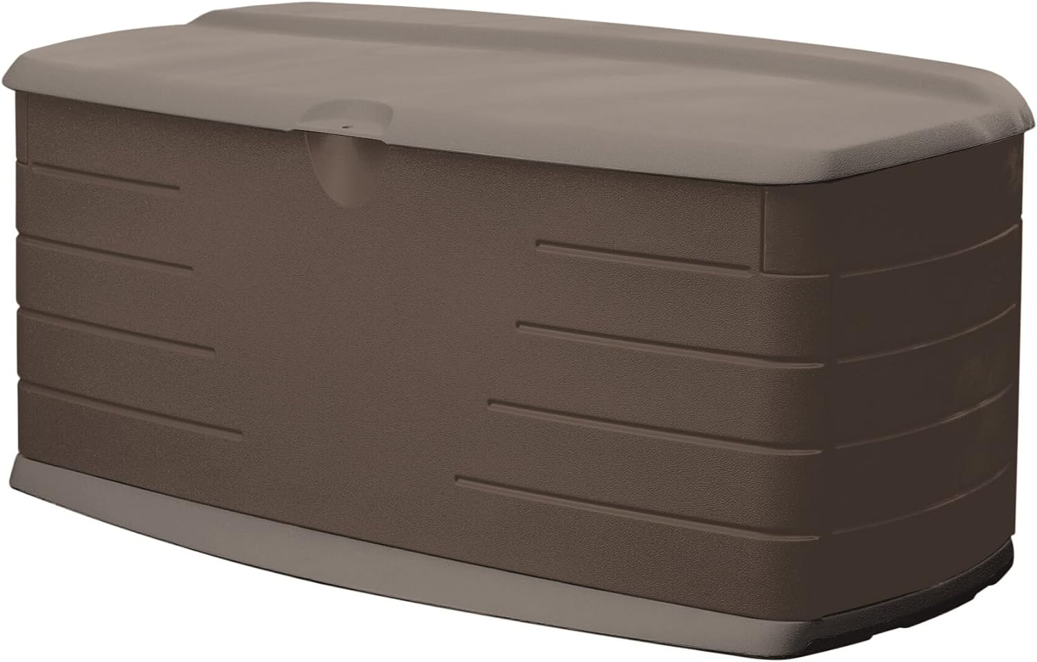 Rubbermaid Large Resin Weather Resistant Outdoor Deck Box, 4'8 L x 2'2 W x 2'1 H, Sandstone, Storage for Garden/Pool Accessories/Cushions, Indoor/Outdoor Home Organization Bin