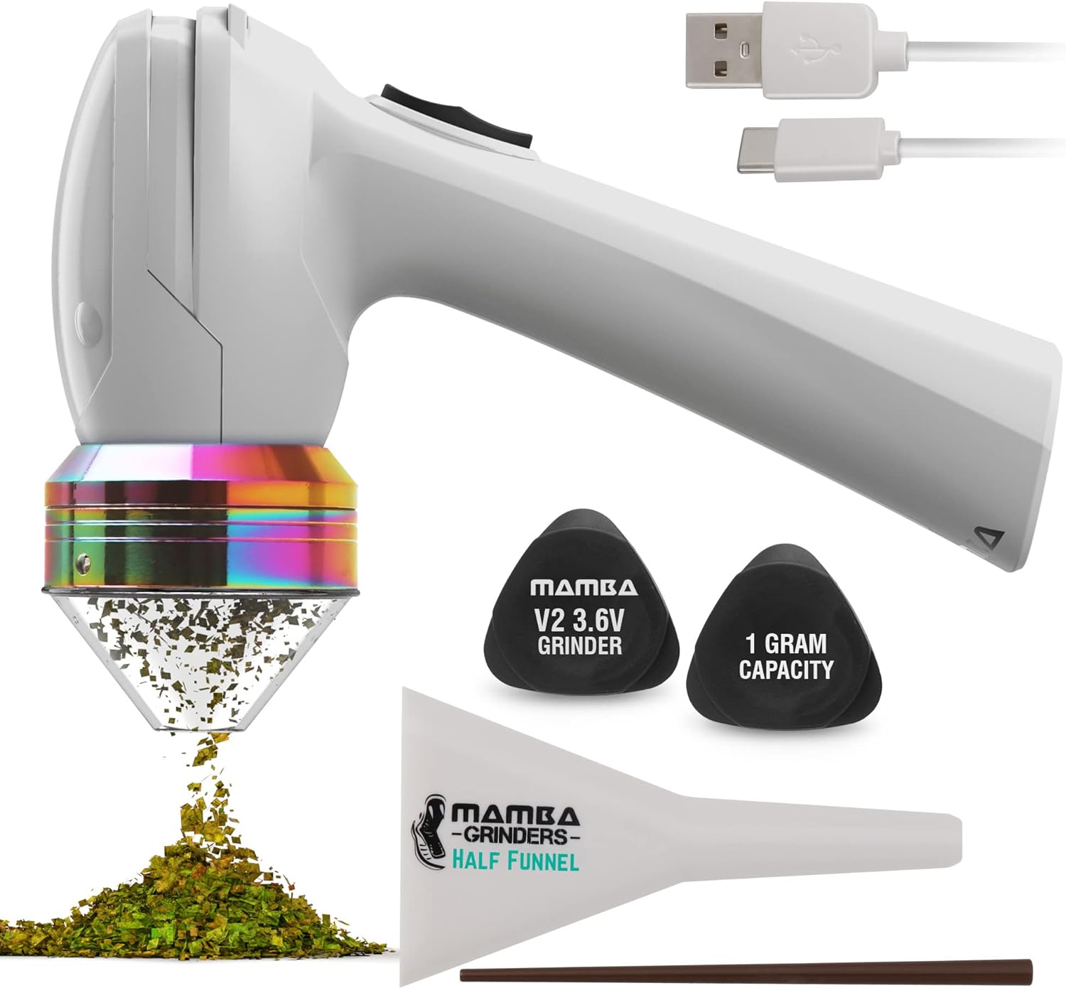 Mamba V2 1g Smoky Electric Portable Herb Grinder. USB Powered Essential Kitchen Mill for Grinding