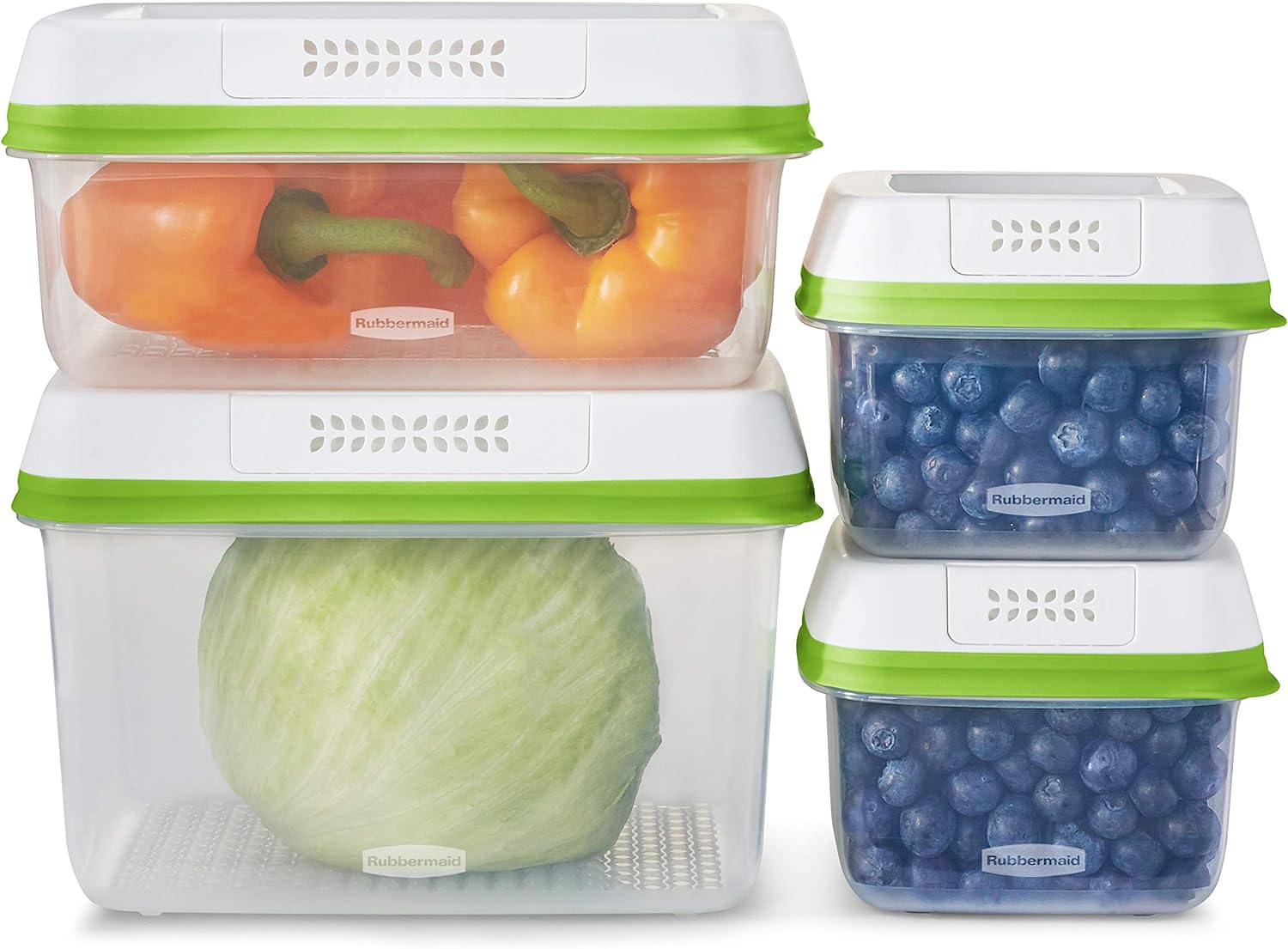 Rubbermaid FreshWorks Produce Saver, Medium and Large Storage Containers, 8-Piece Set, Clear