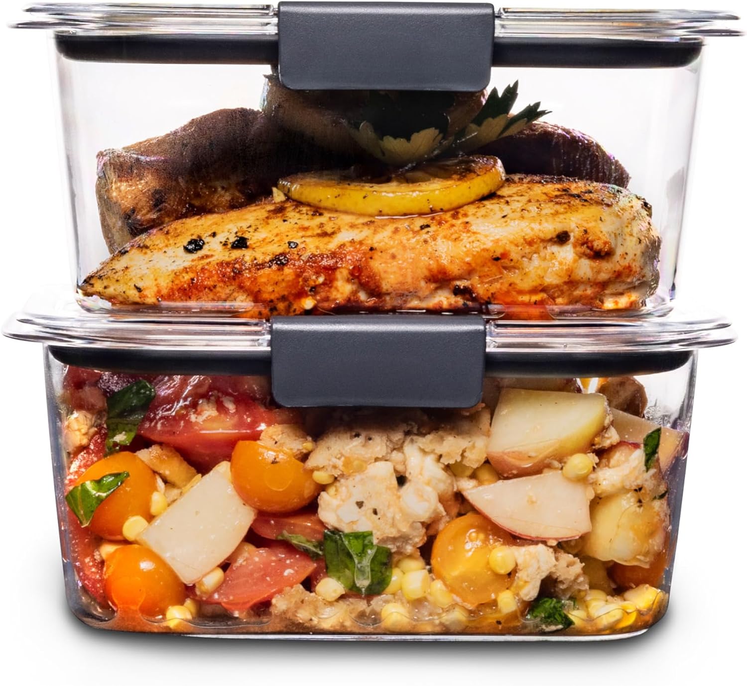 Rubbermaid Brilliance BPA Free Food Storage Containers with Lids, Airtight, for Lunch, Meal Prep, and Leftovers, Set of 2 (4.7 Cup)