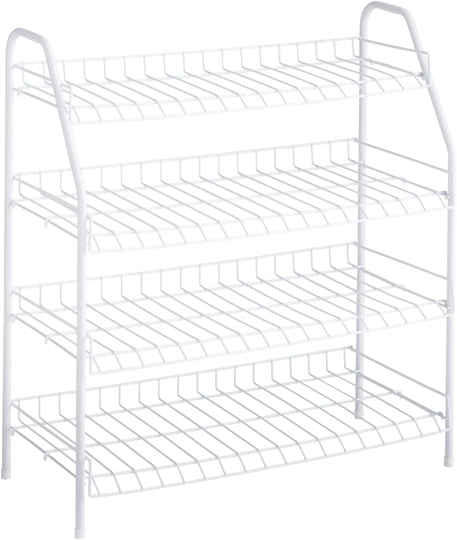 Rubbermaid 4-Tier Wire Shoe Rack, White, Simple Assemble, Storage Shelf for Organization in Bedroom/Closet