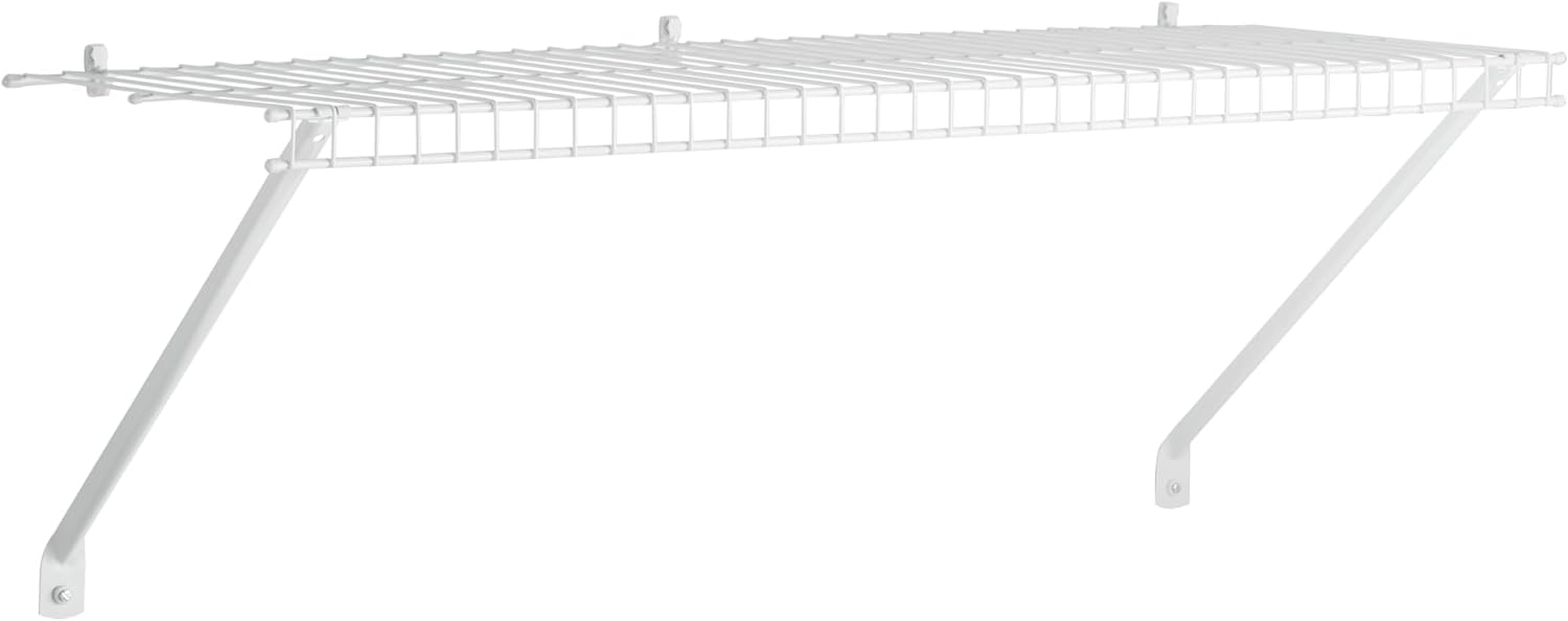 Rubbermaid Linen Closet Shelf Kit, 3-Feet, White, Wire Shelving System for Laundry Rooms, Linen Closets or Basements