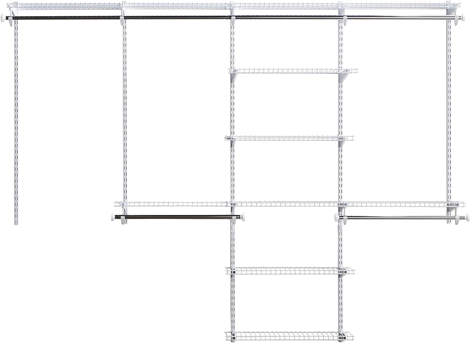 Rubbermaid Configurations Deluxe Closet Kit, White, 4-8 Ft., Wire Shelving Kit with Expandable Shelving and Telescoping Rods, Custom Closet Organization System, Easy Installation