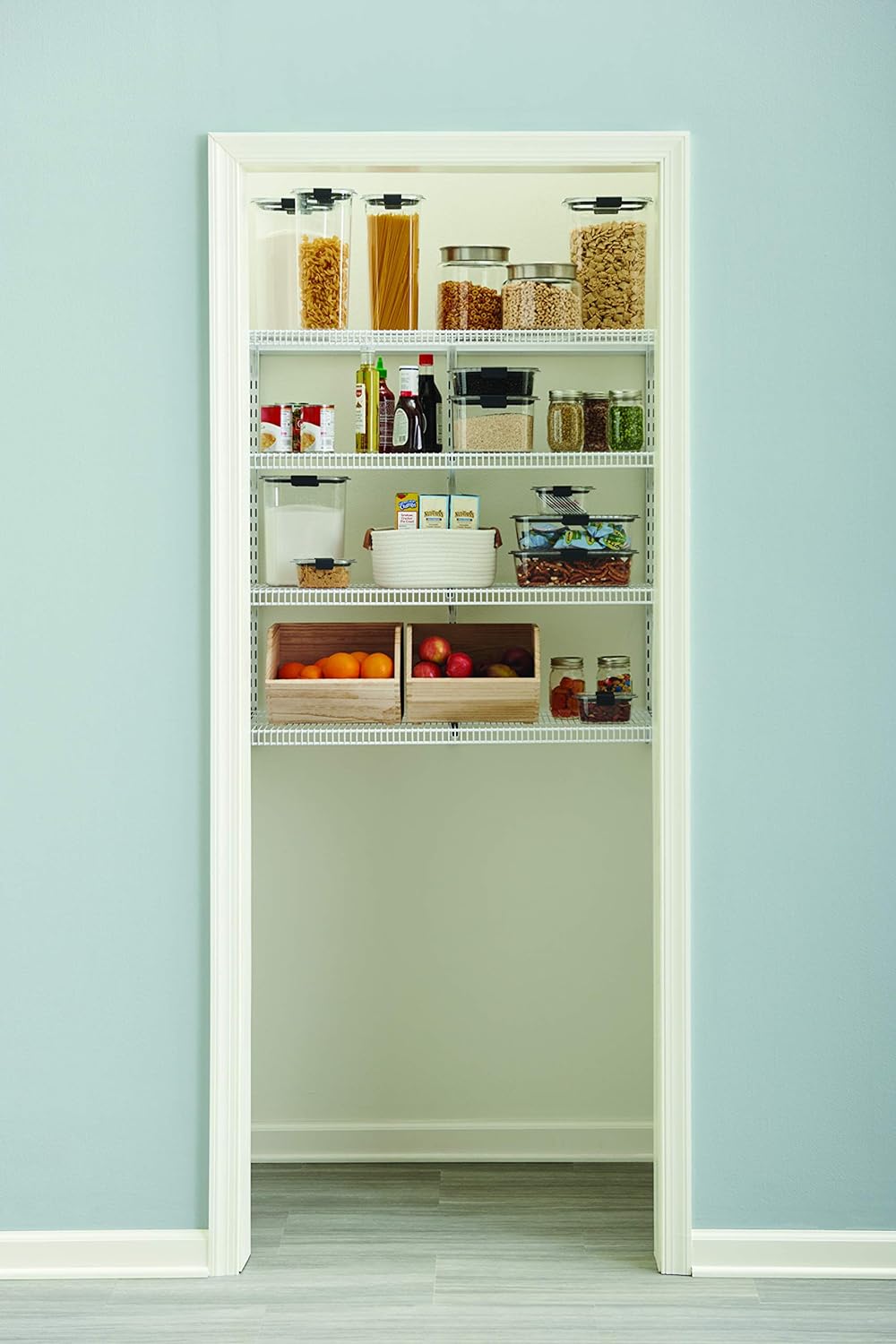 Rubbermaid Pantry 36 Closet Storage Organization System Kit, 4 Shelf System for Pantry Storage, White