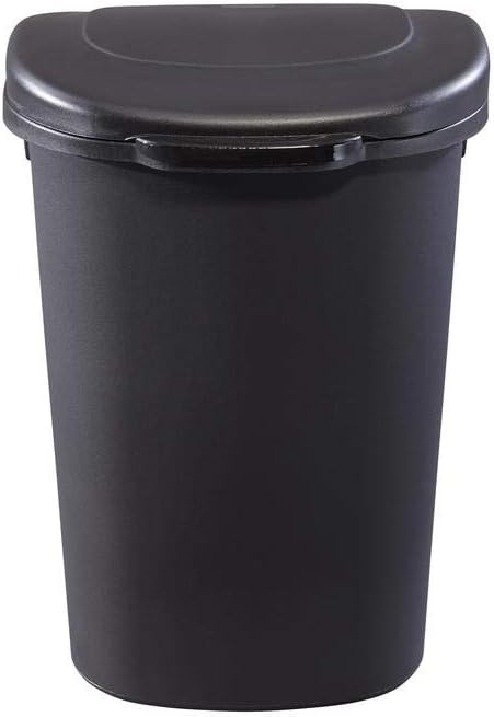 Rubbermaid Commercial Products Touch Top Trash Can/Wastebasket with Lid, 13-Gallon, Small Black Garbage Bin for Home/Kitchen/Bathroom/Bedroom/Office