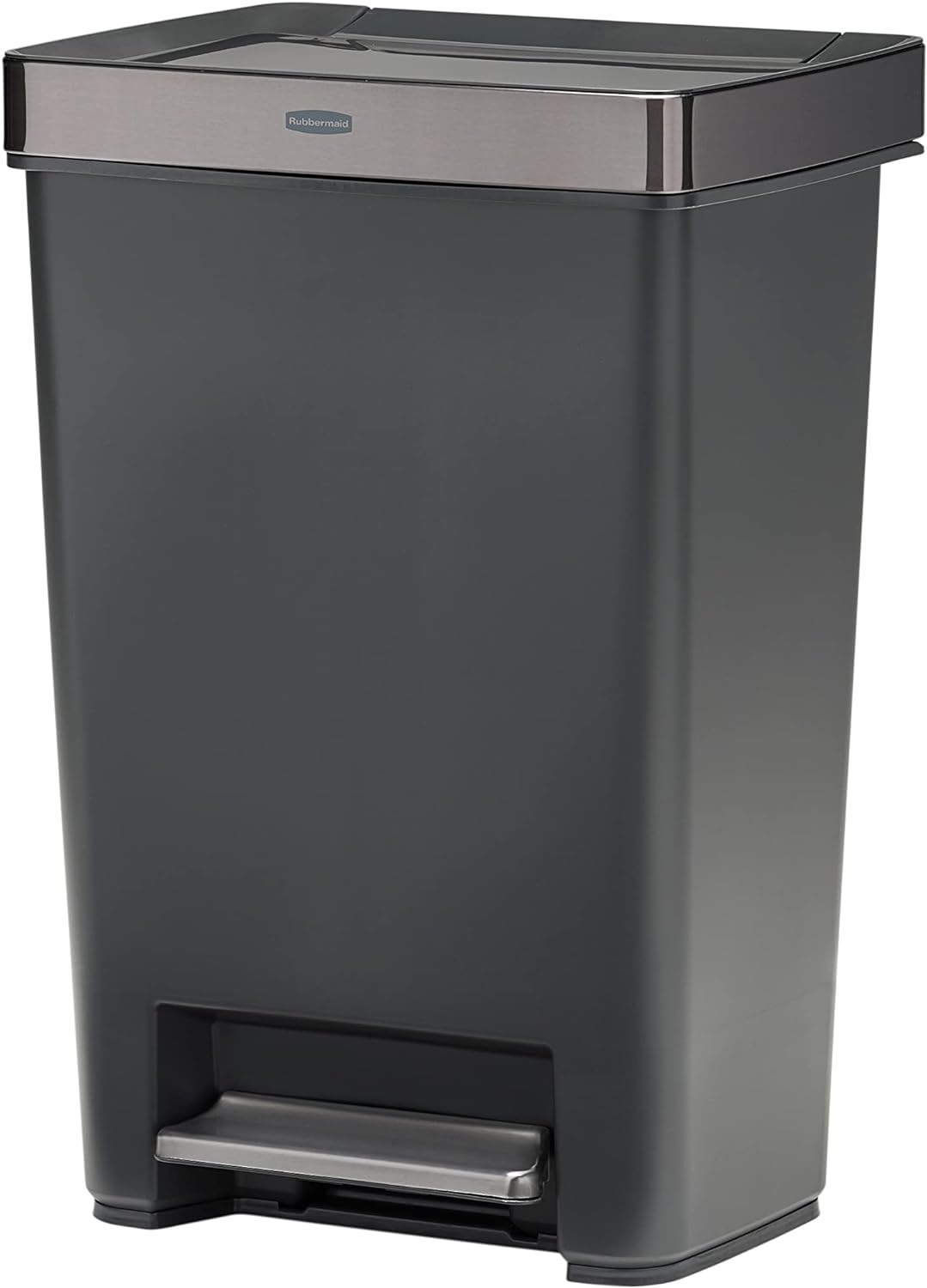 Rubbermaid Premier Series IV Step-On Trash Can for Home and Kitchen, with Stainless Steel Lid, 12.4 Gallon, Charcoal