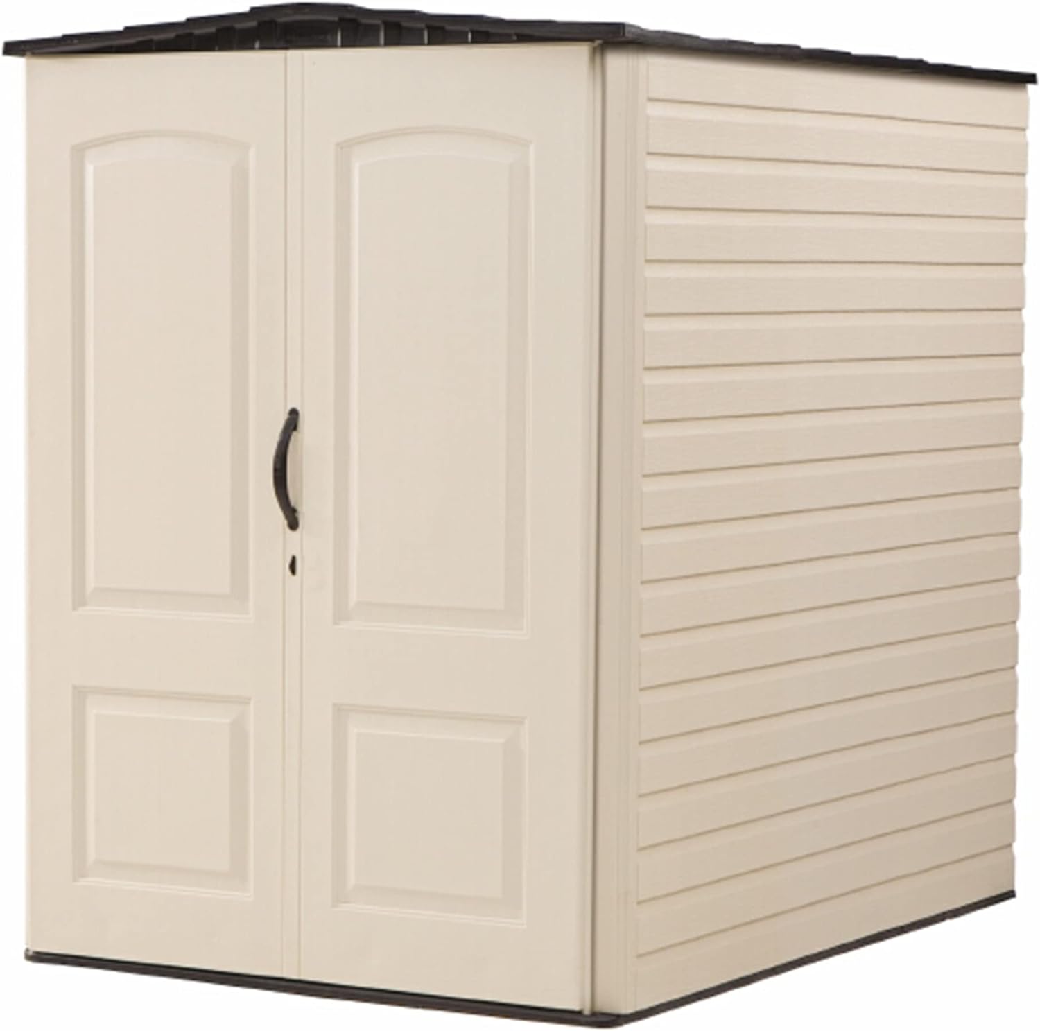 Rubbermaid Large Plastic Weatherproof Outdoor Storage Shed with Double Wall Construction for Backyard, Garden, and Patio, Sandstone