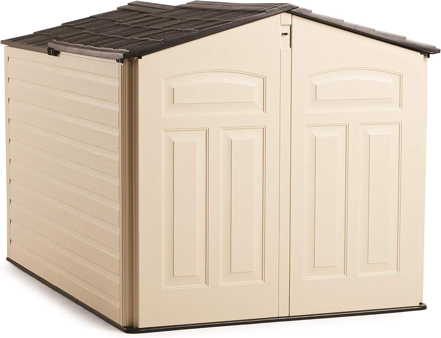 Rubbermaid Slide-Lid Resin Weather Resistant Outdoor Storage Shed, 6 x 3.75 feet, 96 cu. ft., Olive/Sandstone, for Garden/Backyard/Home/Pool