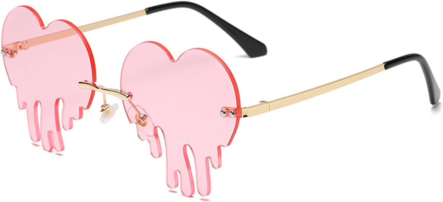 BOJOD Dripping Heart Shaped Sunglasses for Women Heart Glasses Trendy Sunglasses for Party