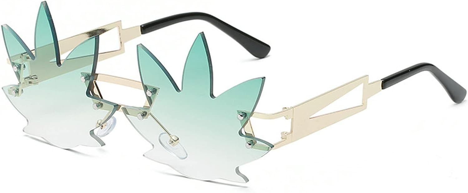 Vintage Punk Sunglasses Men Women 2020 Fashion Colorful Rimless Leaf-shaped Sun Glasses