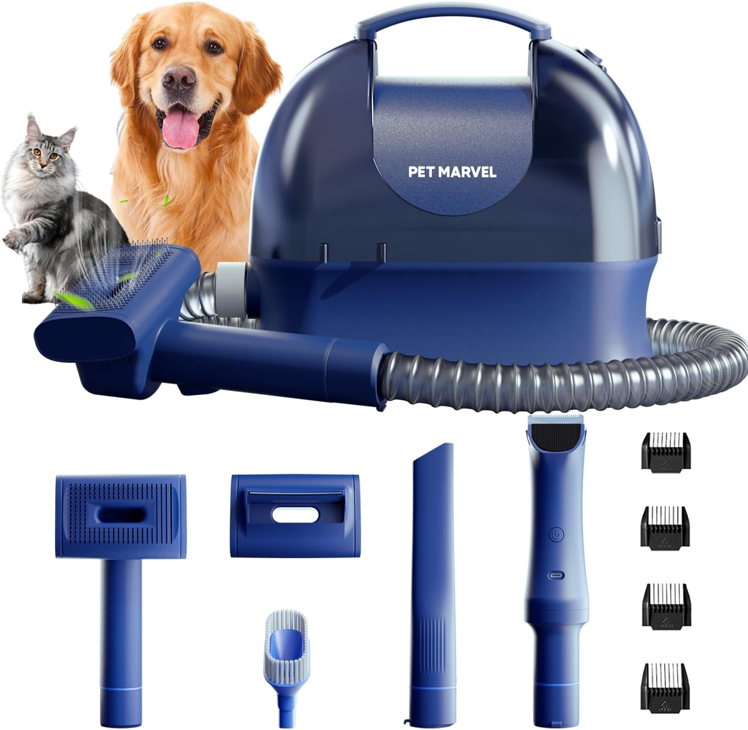 Dog Grooming Kit & Dog Hair Vacuum 99% Hair Suction 3L Large Dust Cup, Professional 5 in 1 Attachment Tools with Hair Trimmer, Grooming Shedding Brush, Nozzles, Low Noisefor Small Large Dogs