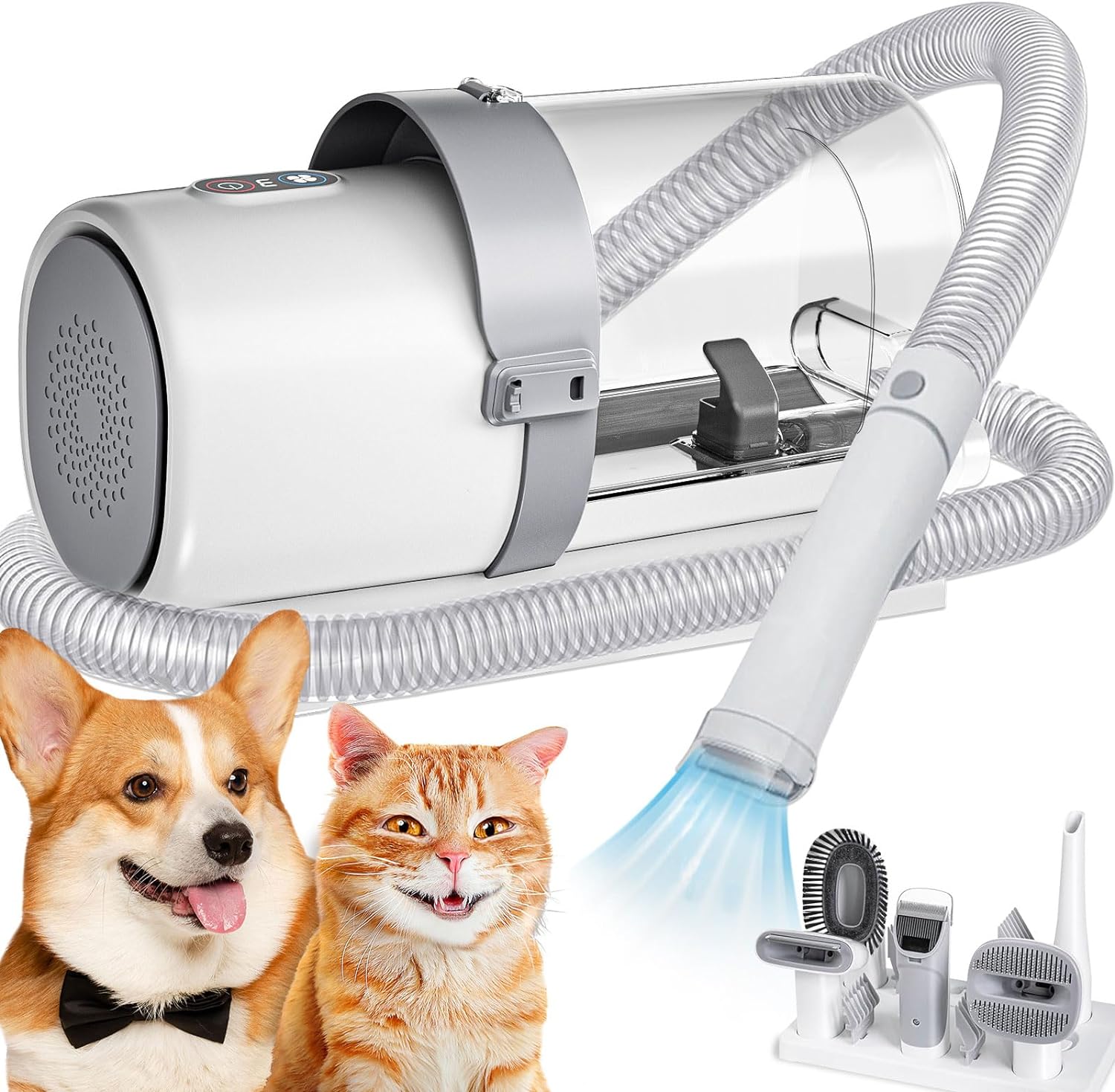 Pet Grooming Vacuum, Dog Grooming Vacuum kit 2.5L Large Capacity Low Noise Dog Groomer 10KPa Strong Suction 99.99% Pet Hair, 5 in1 Pet Grooming Tools for Dogs Cats Shedding