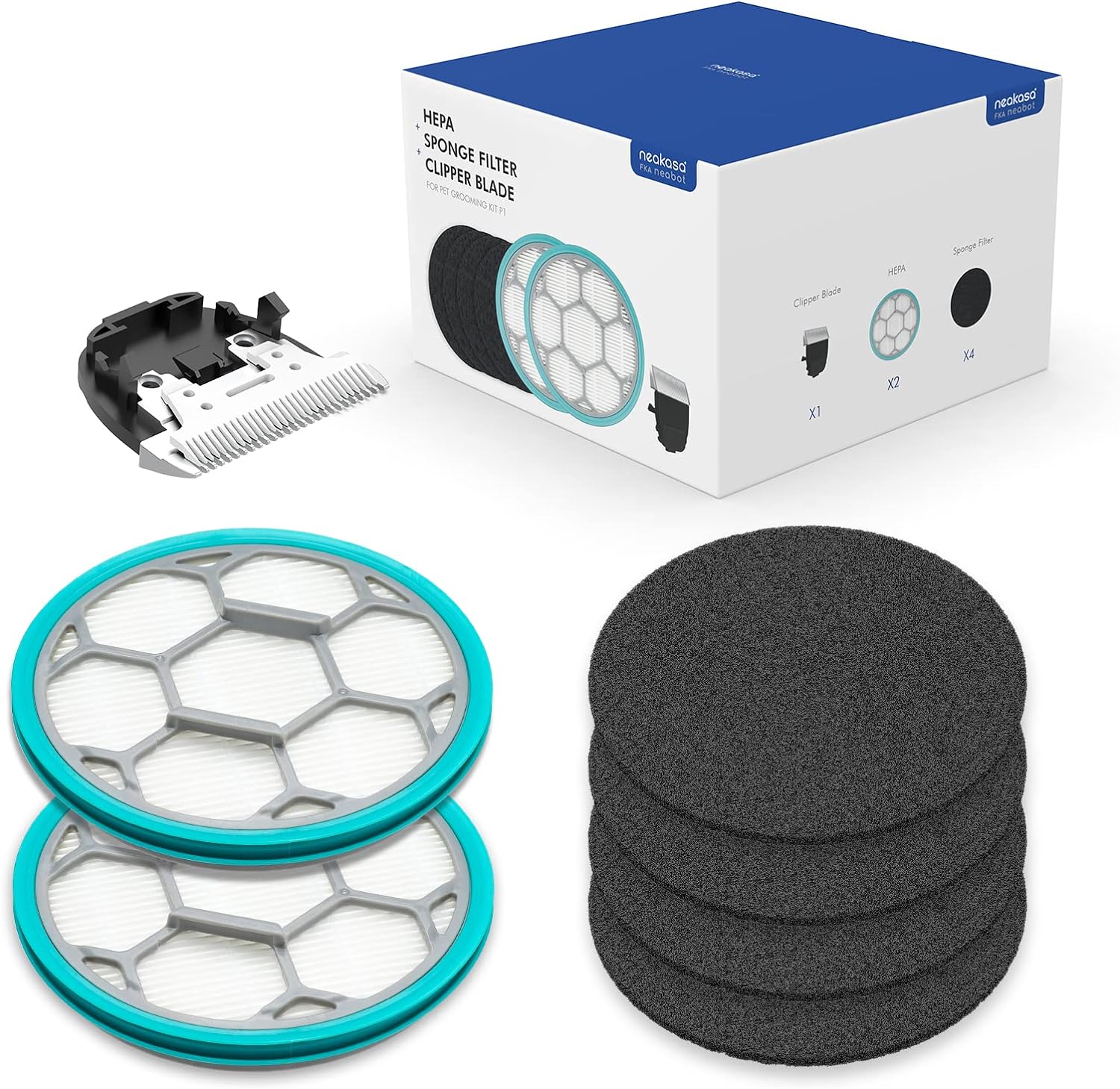 Sponge Filter, Clipper Blade, HEPA for P1 Pro Pet Grooming Kit & Vacuum