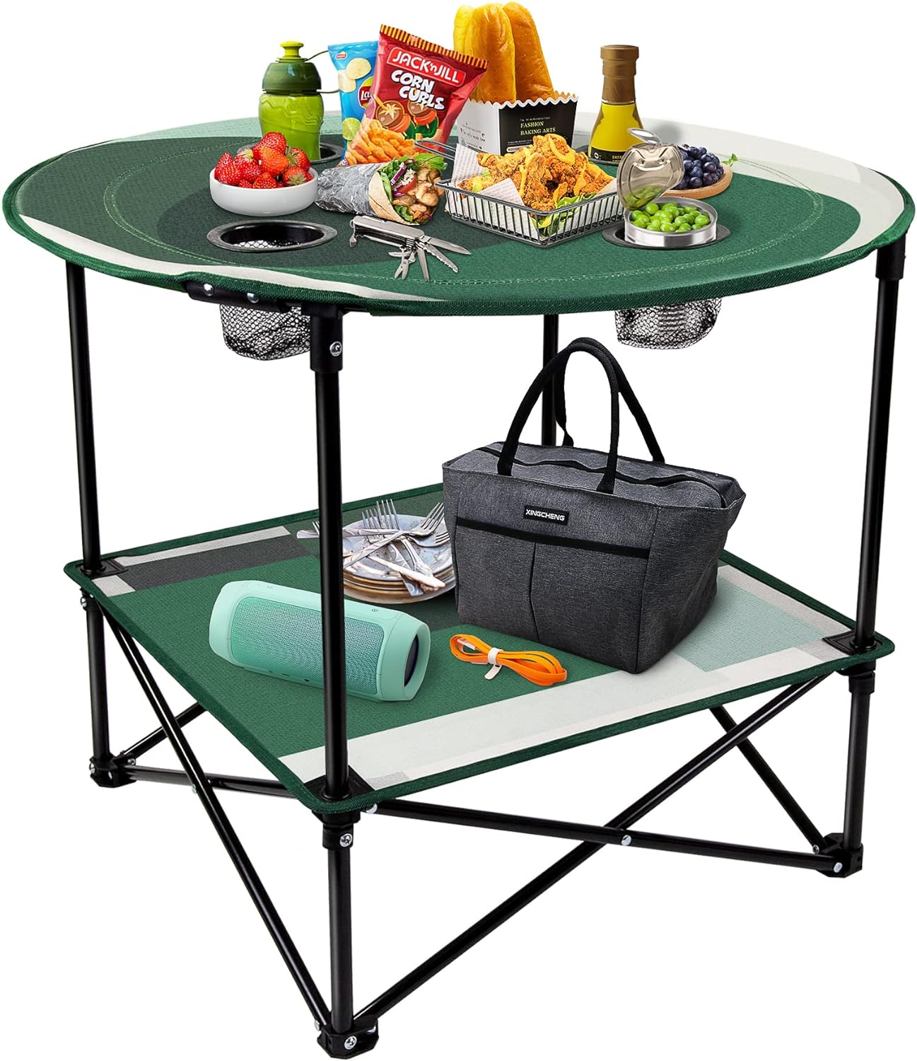 Very useful for camping. The table feels like high quality material. Easy to put together and easy to travel with.