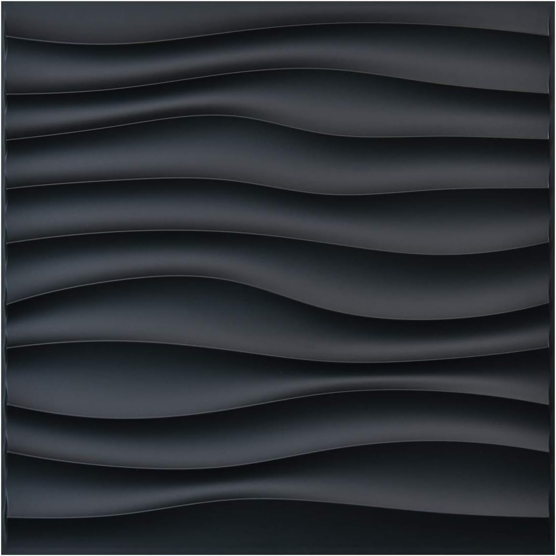 Art3d PVC Wave Panels for Interior Wall Decor, Black Textured 3D Wall Tiles, 19.7 x 19.7 (12 Pack)