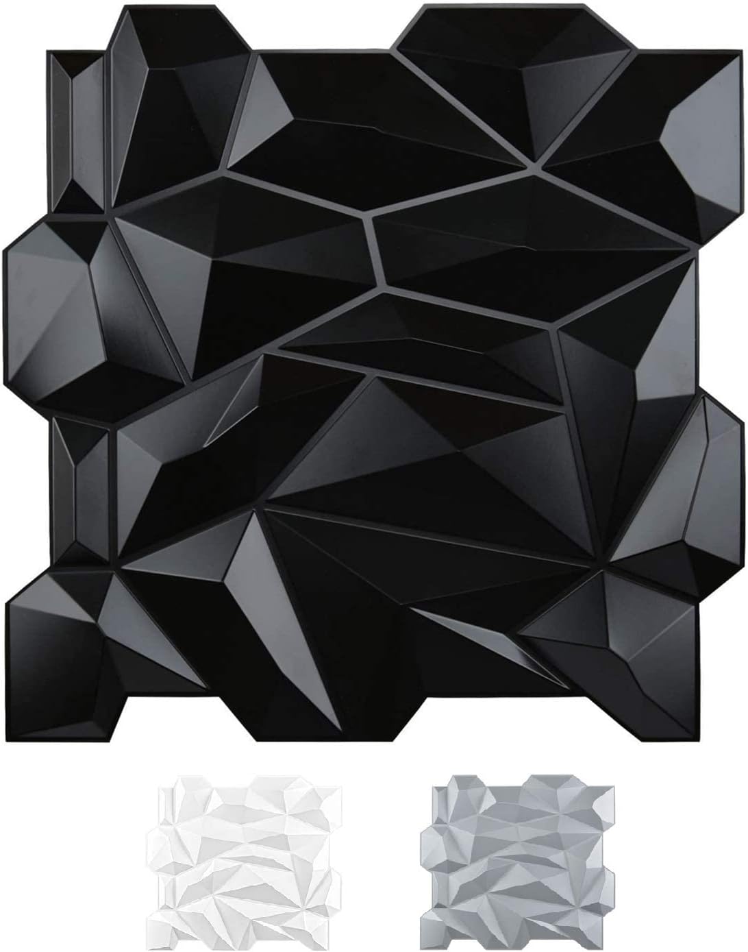 Art3d PVC 3D Diamond Wall Panel Jagged Matching-Matt Black, for Residential and Commercial Interior Decor