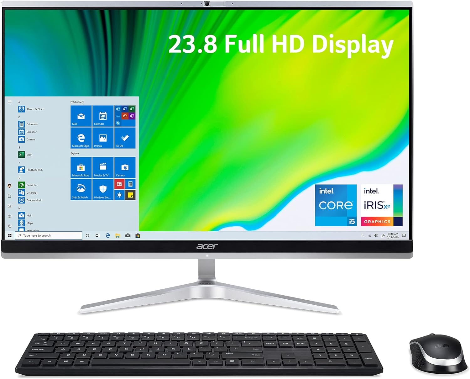 Acer Aspire C24-1651-UR16 AIO Desktop | 23.8 Full HD IPS Display | 11th Gen Intel Core i5-1135G7 | Intel Iris Xe Graphics | 8GB DDR4 | 512GB NVMe M.2 SSD | Intel Wi-Fi 6 | Windows 10 Home