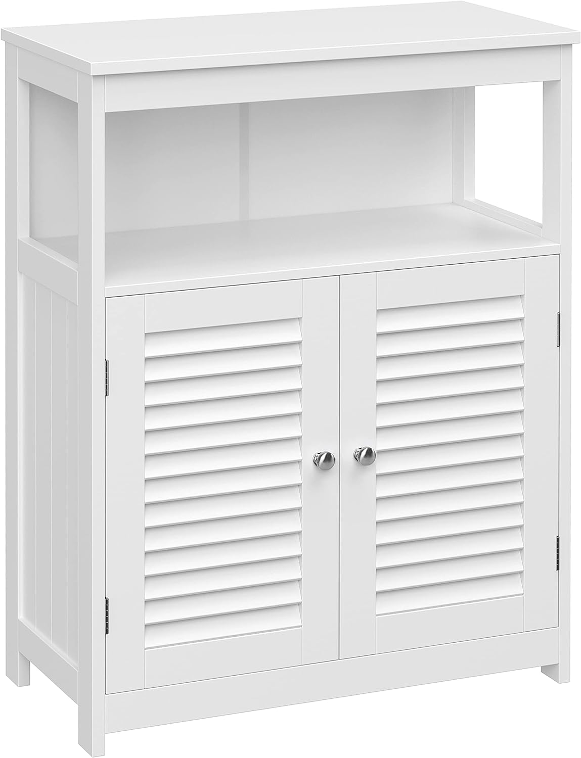 VASAGLE Bathroom Floor Cabinet, Bathroom Storage Cabinet, Freestanding, with Double Shutter Doors and Adjustable Shelf, for Bathroom, Living room, Entryway, Kitchen, White UBBC40WT