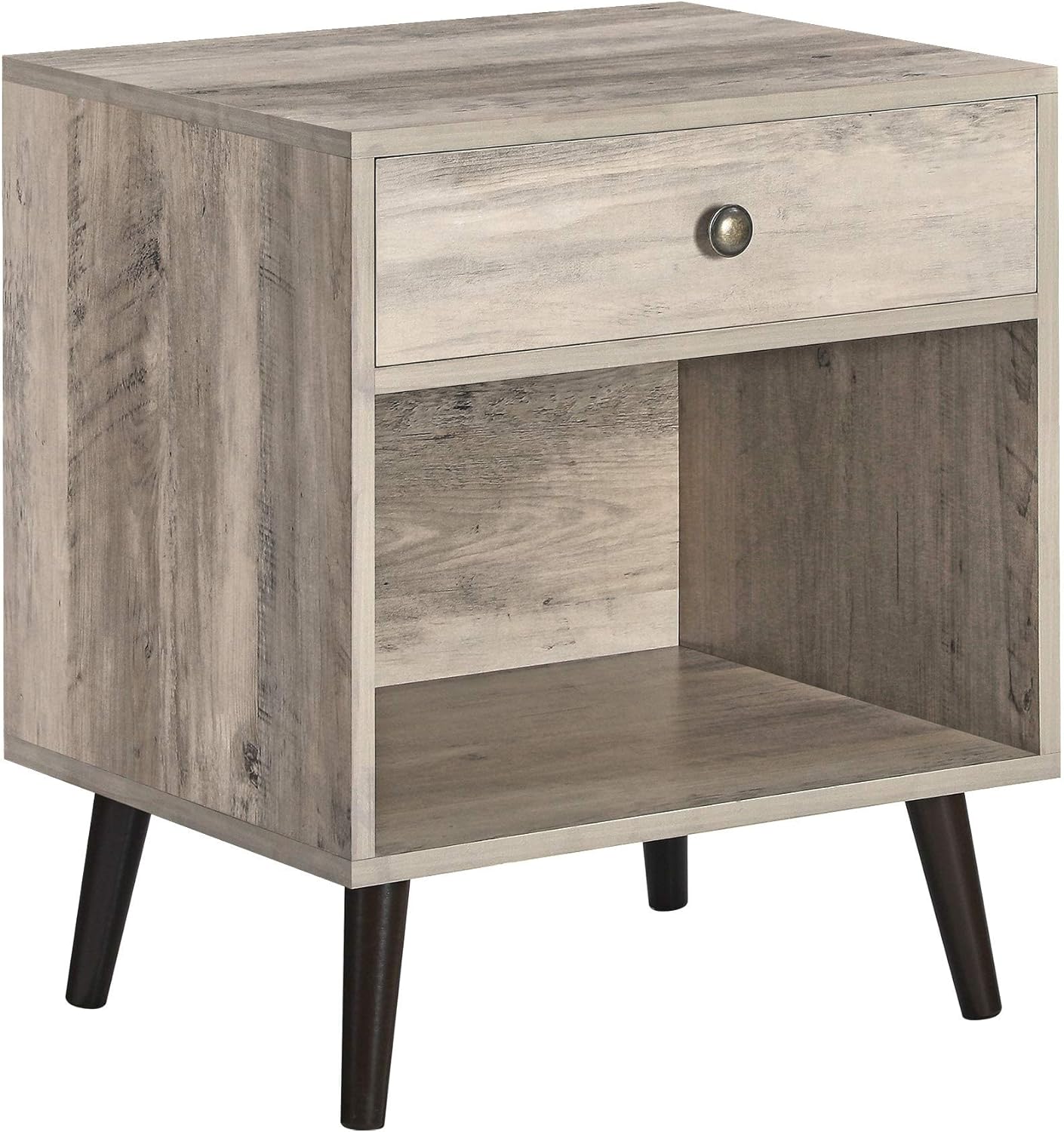 VASAGLE Nightstand,Side Table with Drawer and Storage Shelf,Bedside Table,Night Stand,End Table for Bedroom,Pinewood Legs,19.7 x 15.7 x 22.8 Inches, Greige ULET71MB