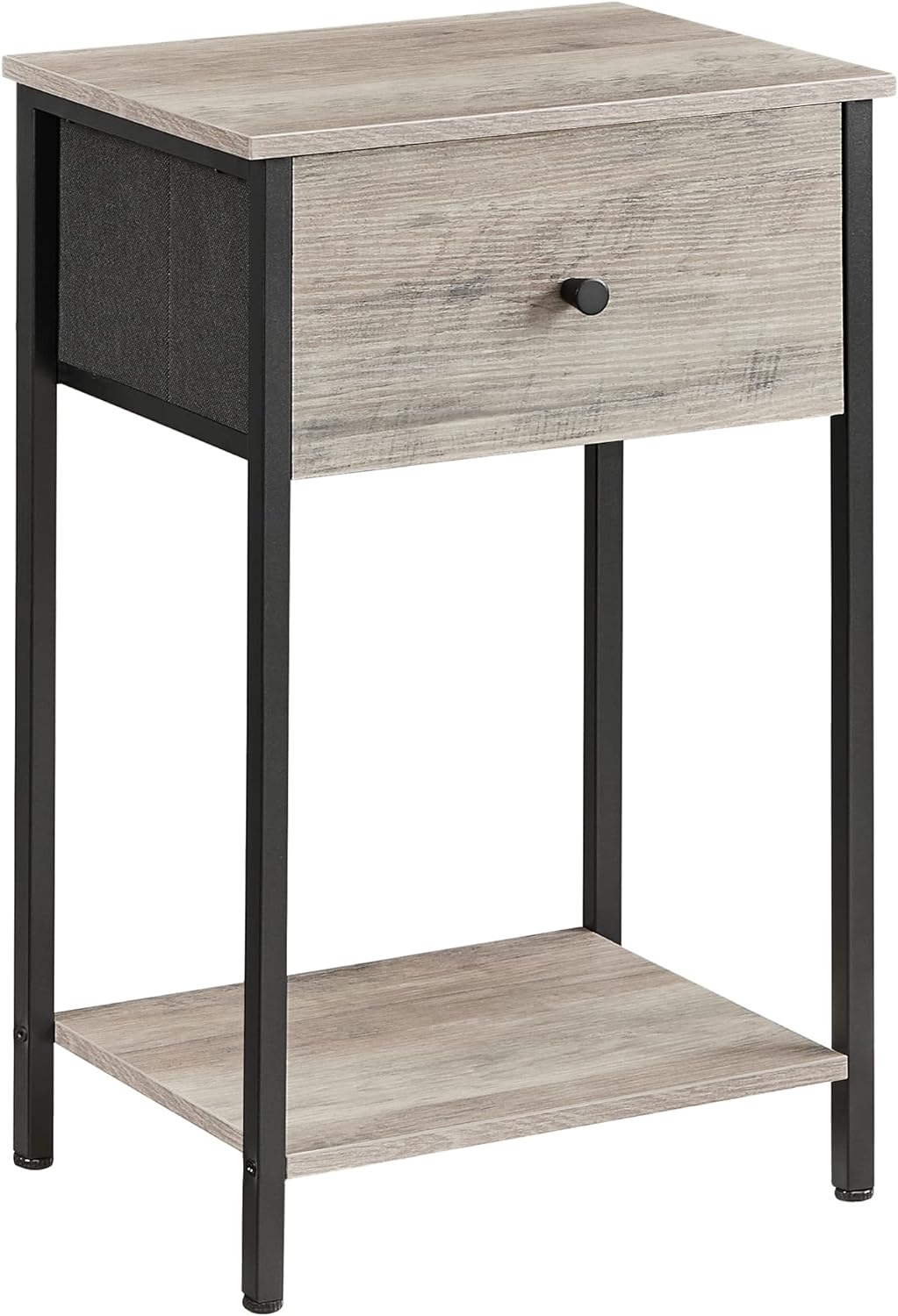 VASAGLE Nightstand, Side Table with Fabric Drawer, 24-Inch Tall End Table with Storage Shelf, Bedroom, Greige and Black ULGS021B02